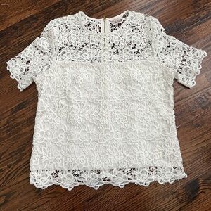 Nanette Lepore white lace blouse size L